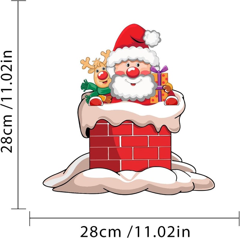 Iprokiu Christmas Toilet Sticker Chimney Santa Claus Reindeer Elf Toilet Seat Cover Decal Home Decor Waterproof Christmas Wall Sticker Elk Toilet Seat Lid Decal (Santa Claus and Deer) - Image 4